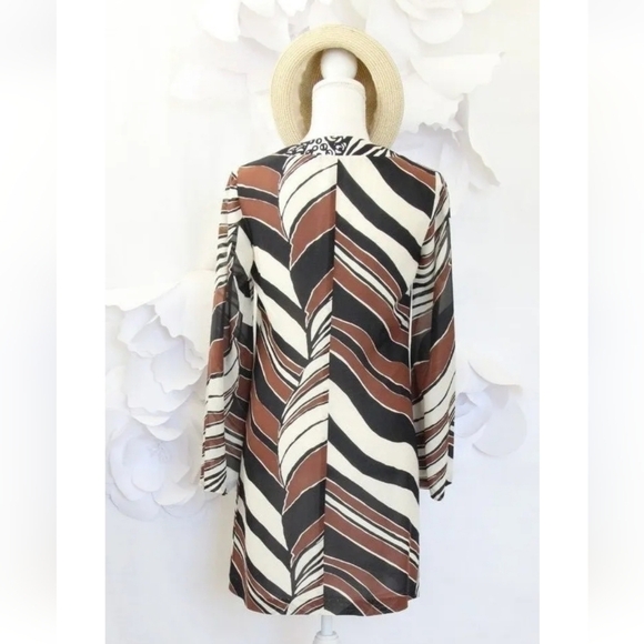 Trina Turk Bonita Silk Print Dress Brown Size 0 MSRP$328 - Picture 3 of 16